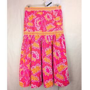 New Gretchen Scott Summer Dreaming floral pink maxi skirt Size Sm Boho Resort